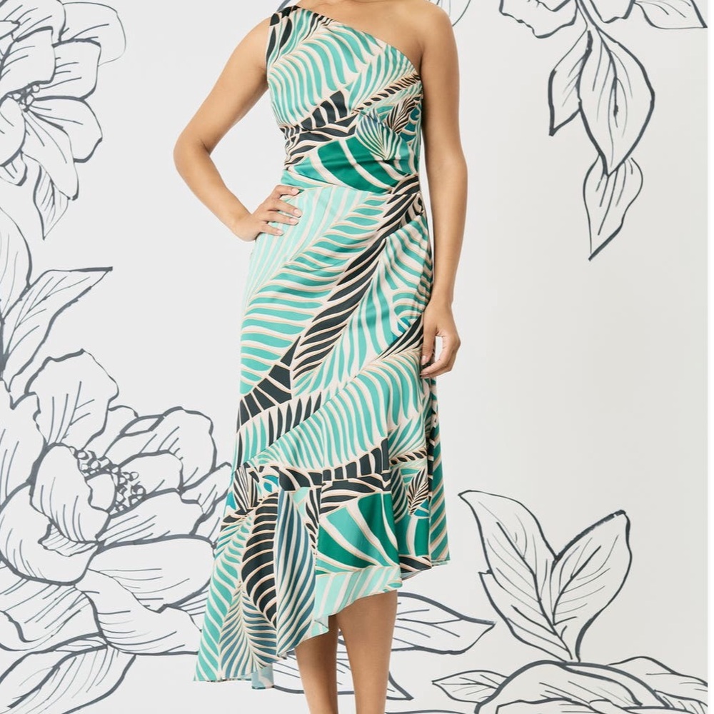 Maggy London Abstract one shoulder dress - Picture 2 of 5
